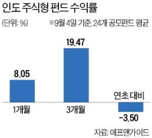 글로벌 자금, 경제 회복에 베팅…인도펀드 수익률도 '상승 곡선'