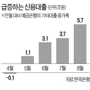 신용대출 '영끌'…지난달 증가폭 5.7조 '사상 최대'