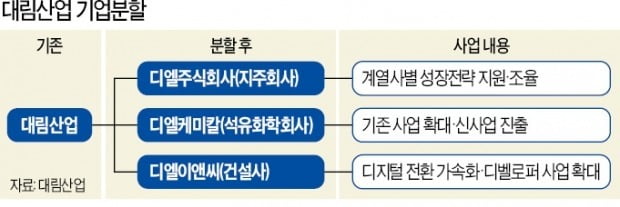 대림산업, 지주사·건설·석유화학 3社로 분할