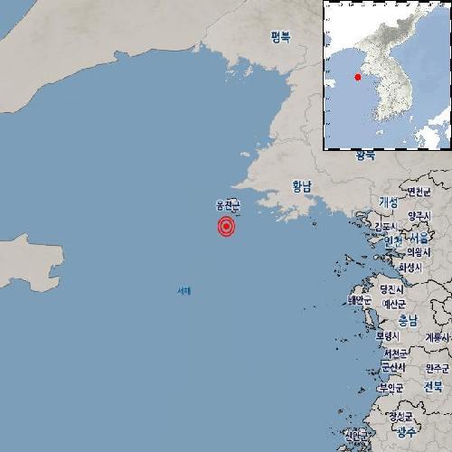 기상청 "인천 옹진 백령도 남남서쪽서 규모 2.9 지진 발생"