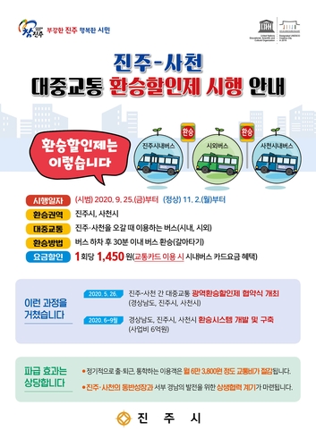 진주-사천 광역환승할인제 25일부터 시범운행…11월 공식 개통