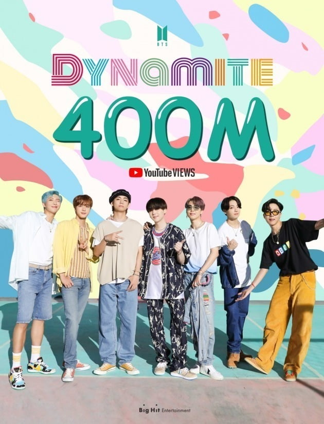 그룹 방탄소년단 'Dynamite' 뮤직비디오 4억 뷰 / 사진=빅히트엔터테인먼트 제공
