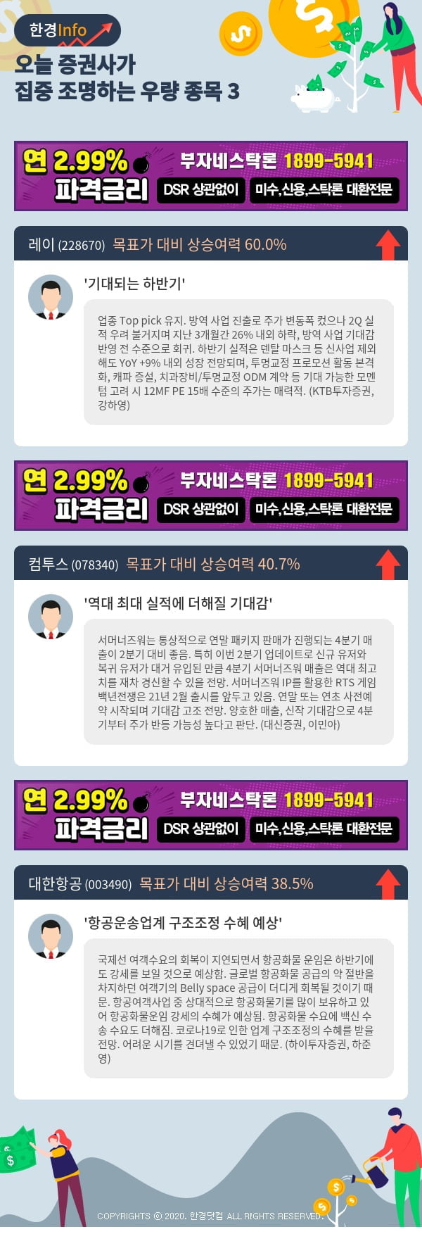 [포커스]오늘 증권사가 집중 조명하는 우량 종목 3