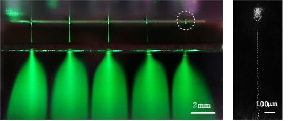 초미세 물방울이 대량으로 정전분무되는 모습 [자료=KAIST 제공]