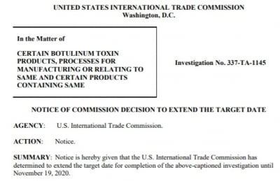 美 ITC, 메디톡스·대웅제약  ‘보톡스 분쟁’ 최종 판결 2주 연기