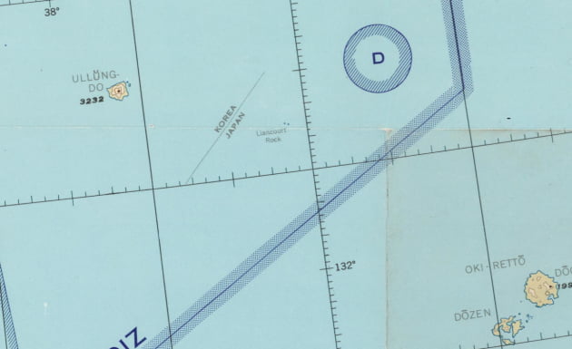 일본국제문제연구소 공개한 1953년 제작 미 공군 항공지도의 일부 / 사진=일본국제문제연구소 홈페이지 갈무리