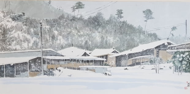 이상표 작가의 '진천의 눈내리는 날-1', 50x97cm, 2020. 작가 제공