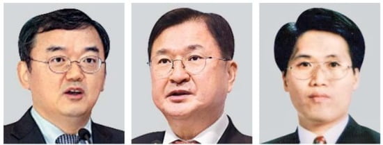 (왼쪽부터) 지철호 前 부위원장·신동권 공정거래조정원장·김형배 상임위원
