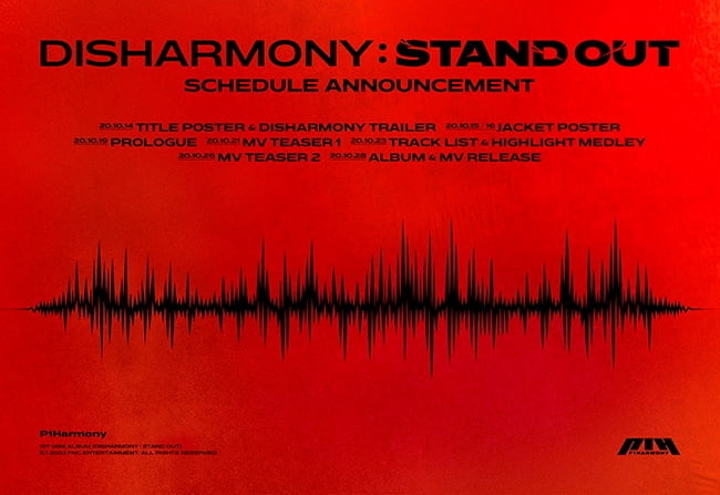 ‘10월 28일 데뷔’ P1Harmony, 첫 번째 미니앨범 ‘DISHARMONY : STAND OUT’ 플랜 포스터 공개