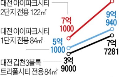 세종 집값 뛰니 대전도 '들썩'…분양권 값 2년새 2배로 껑충