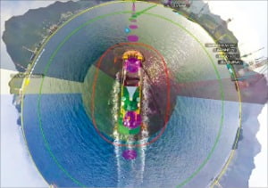 삼성중공업 원격관제센터에 전송된 360도 어라운드뷰 영상.  삼성중공업  제공 