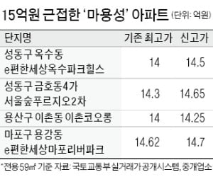 마용성 전용 59㎡ 집값 '대출 못 받는' 15억 육박