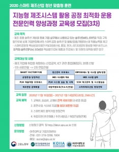 아주대 기업지원센터, 스마트제조산업 취업연수생 모집