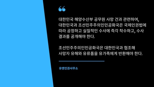 北피살자 형, 유엔에 조사 요청…유엔 "남북, 공정한 수사해야"(종합)