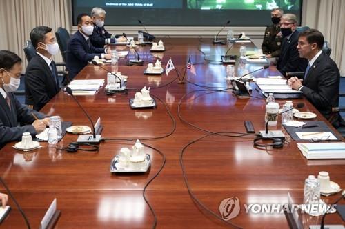 에스퍼 "미 안정주둔에 방위비 합의 필요…전작권전환 시간걸려"