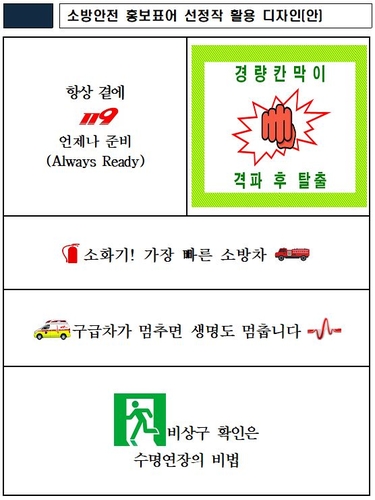 소방안전표어 우수작 '항상 곁에 119, 언제나 준비' 등 선정