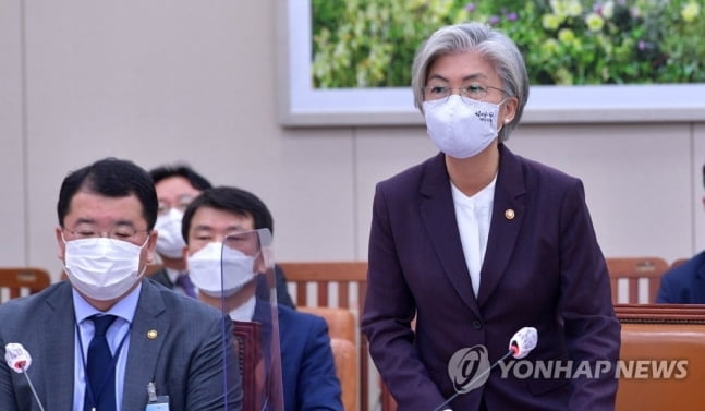 국감 나온 강경화 "남편 해외출국, 매우 송구스러워"