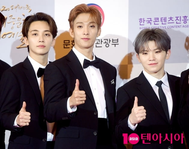 [TEN 포토] '2020 대중문화예술상' 세븐틴 정한X조겸X우지, '기분 최고!'