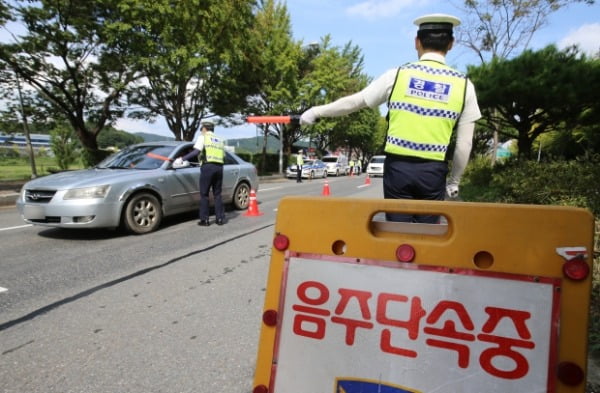 지난달 14일 대전 서구 대덕대로에서 대전 둔산경찰서와 유성경찰서 경찰관들이 합동으로 음주단속을 벌이고 있다. /사진=뉴스1