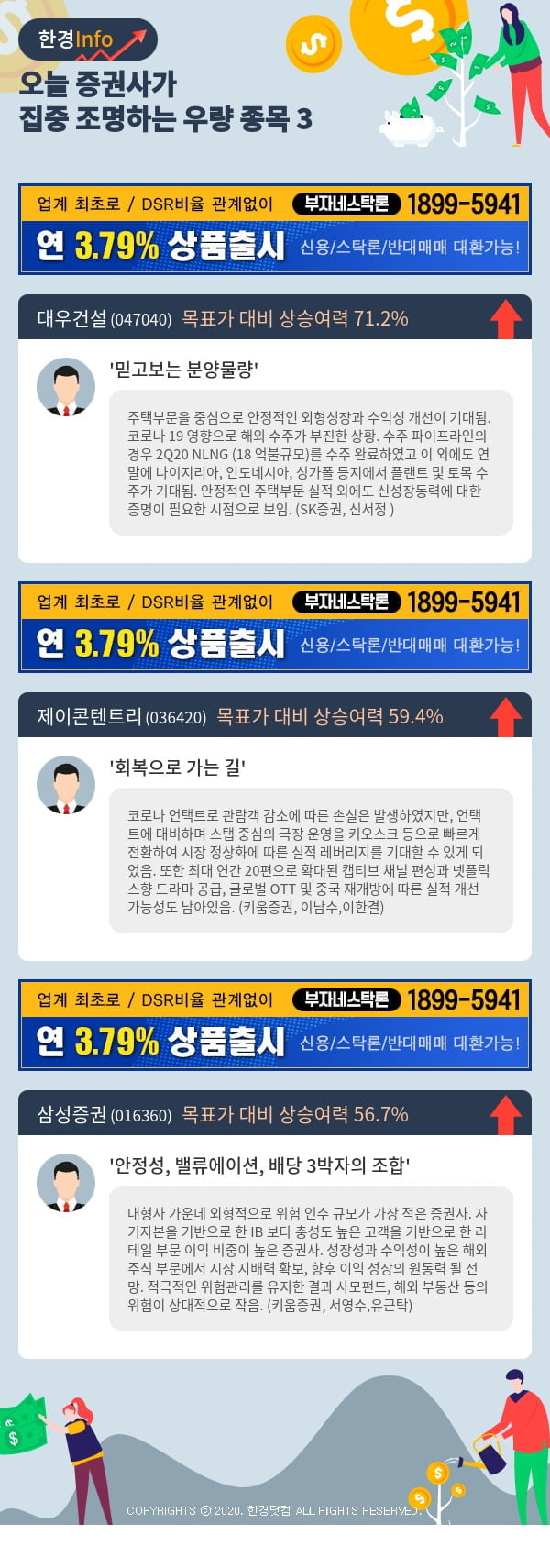 [포커스]오늘 증권사가 집중 조명하는 우량 종목 3