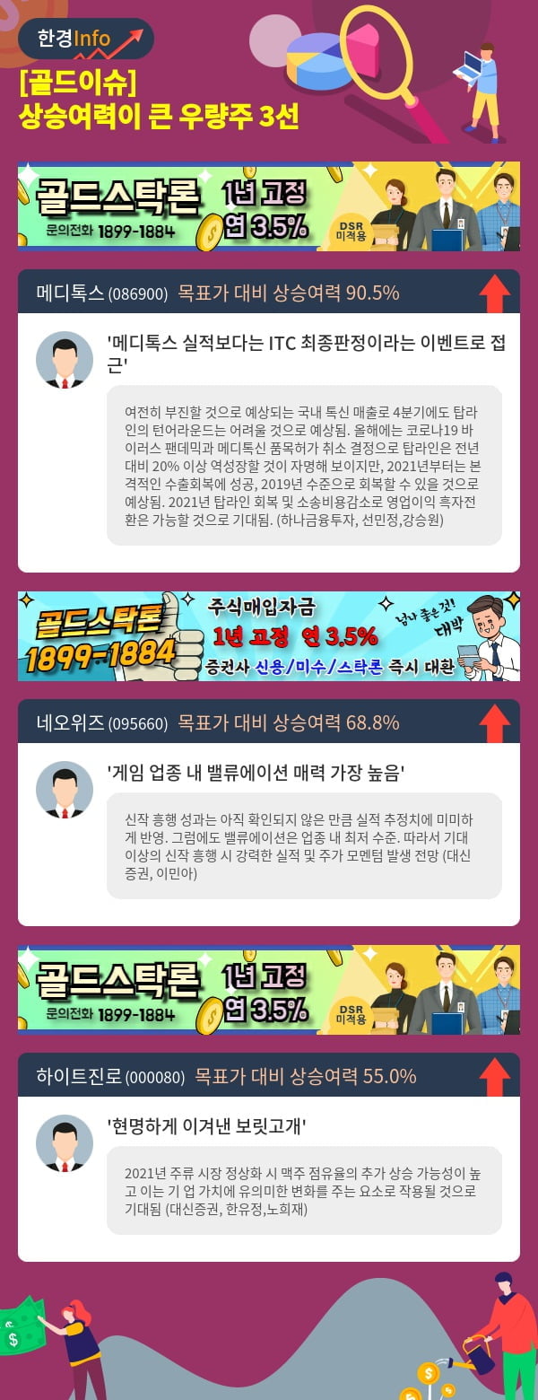 [골드이슈] 상승여력이 큰 우량주 3선