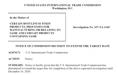 美 ITC, 대웅제약 '보톡스 분쟁' 최종 판결 연기…바이든이 결정 [종합]