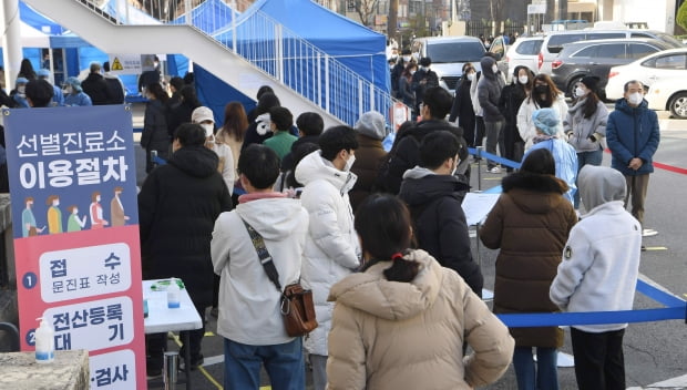 신종코로나바이러스감염증(코로나19) 신규 확진자 수가 26일 0시 기준 583명 늘어 8개월여 만에 5백 명대를 기록했다. 시민들이 서울 동작구청에 마련된 선별진료소에소 코로나19 검사를 받기위해 줄을 서서 기다리고 있다. 사진=신경훈 기자 khshin@hankyung.com