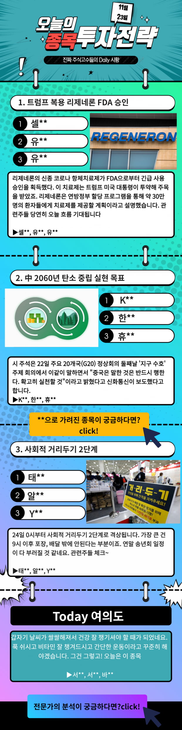 [오늘의 종목 투자전략] 오늘 확인해야 할 이 종목들! Click