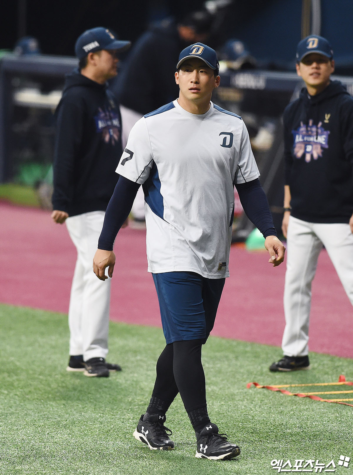 '창단 첫 KS 우승을 향해' NC 나성범, 1차전 앞두고 힘찬 훈련