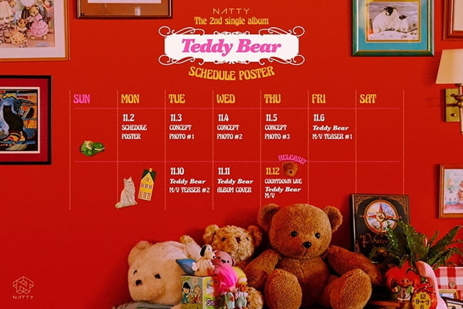 ‘11월 12일 컴백’ 나띠, 2nd 싱글 타이틀은 ‘Teddy Bear’…스케줄 포스터 공개