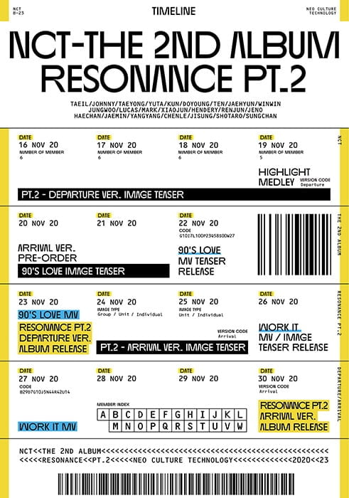NCT, 정규 2집 Pt.2 스케줄 포스터 공개…다채로운 콘텐츠 기대감 UP
