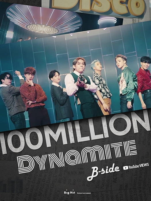 방탄소년단, ‘Dynamite’ B-side 버전 뮤직비디오 1억뷰 돌파…통산 28번째