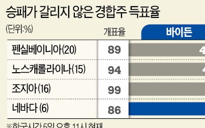 264명 vs 214명…바이든, 네바다·조지아 중 1곳만 잡으면 승리