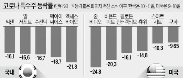 코로나 특수 끝?…진단키트·재택근무·집콕株 '추풍낙엽'