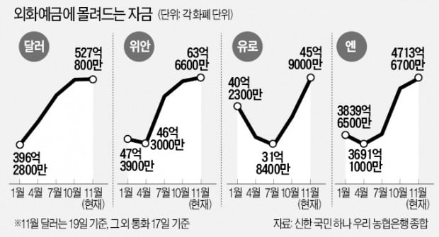 "쌀 때 사자"…외화예금 사상 최대