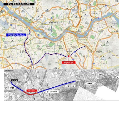 강남순환도로 매헌지하차도 12일 수서 방향 개통