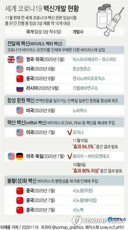 코로나19 백신 연내접종 예고…내년엔 여러 종류 등장할 듯