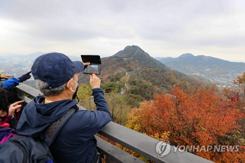 "가는 가을 아쉬워" 궂은 날씨에도 단풍 나들이객 인산인해