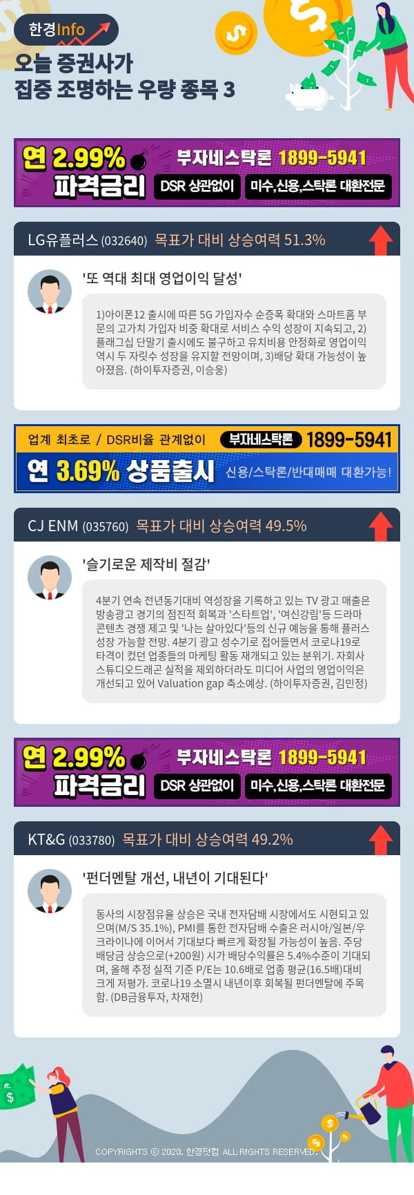 [포커스]오늘 증권사가 집중 조명하는 우량 종목 3