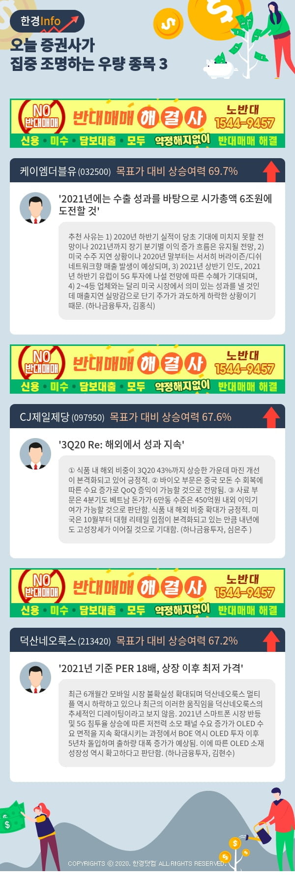 [포커스]오늘 증권사가 집중 조명하는 우량 종목 3