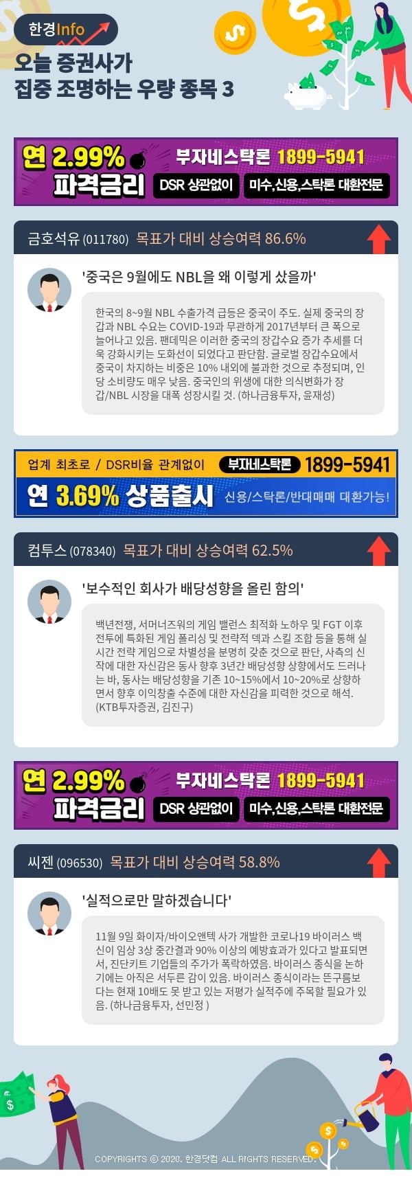 [포커스]오늘 증권사가 집중 조명하는 우량 종목 3