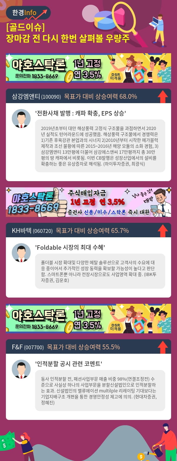 [골드이슈] 장마감 전 다시 한번 살펴볼 우량주