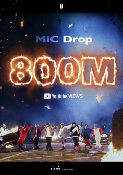 방탄소년단, 'MIC Drop' MV 8억뷰 돌파…빌보드 핫100 1위 '겹경사'