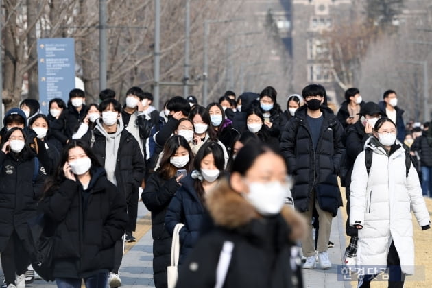 [포토] 마스크 쓰고 논술고사 마쳤어요