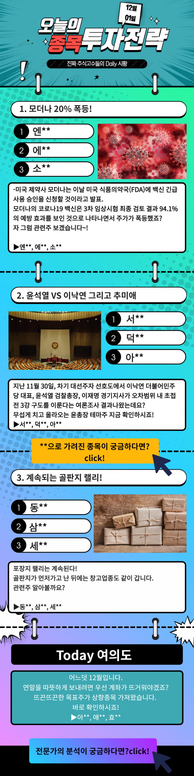 [오늘의 종목 투자전략] 12월 내 계좌를 뜨겁게 할 종목 Click!