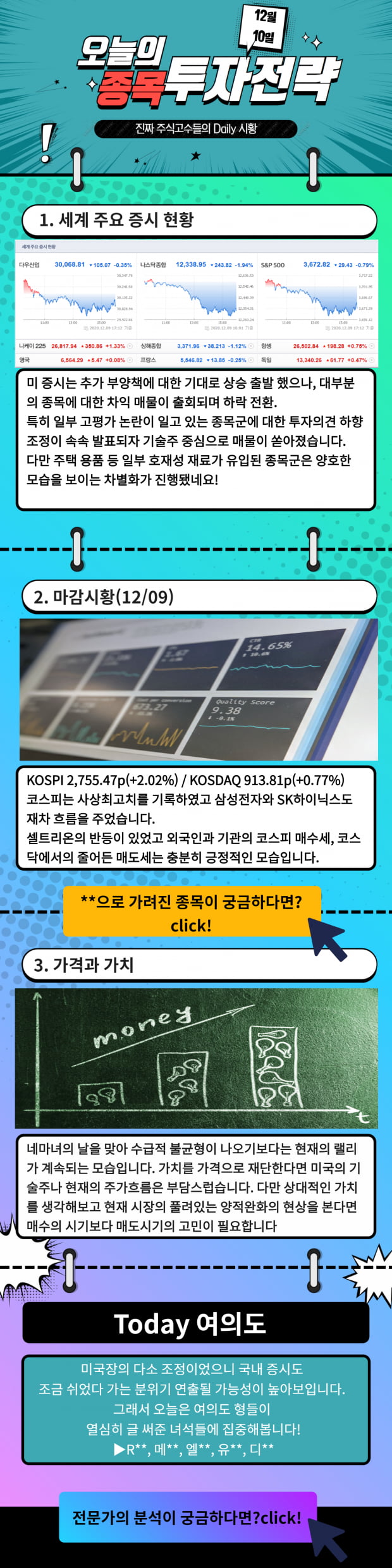 [오늘의 종목 투자전략] 오늘의 여의도's Pick! 지금 바로 Check!