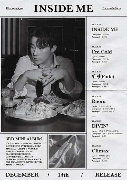 인피니트 김성규, 타이틀곡 ‘I’m Cold’ 확정…트랙리스트 공개