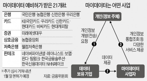 마이데이터 사업 21社 선정…카카오페이·토스는 '재심사'