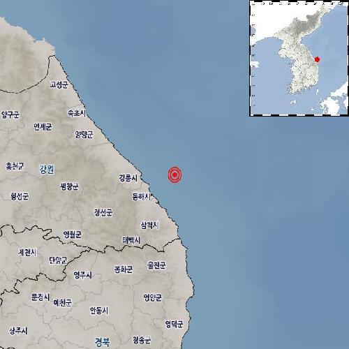 강원 동해 북동쪽서 규모 2.7 지진…기상청 "지진피해 없을 것"(종합)