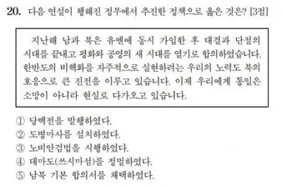 수능 한국사 20번 문제가 어떻길래..."이런게 3점짜리?"